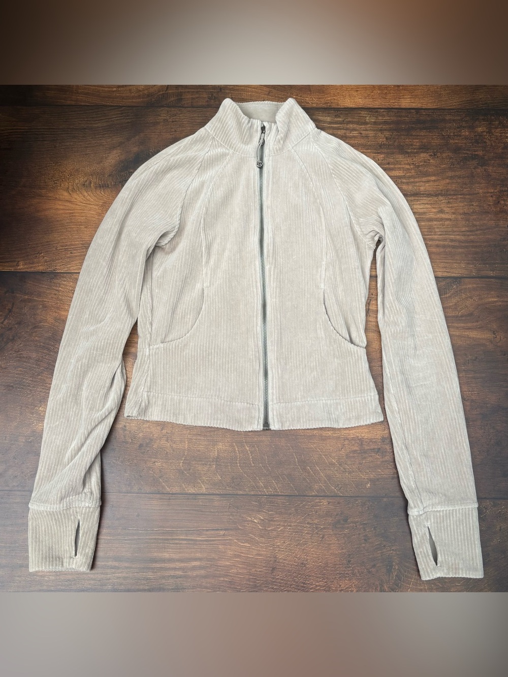 Lululemon Scuba Track Jacket *Velvet Cord In Riverstone Size 4